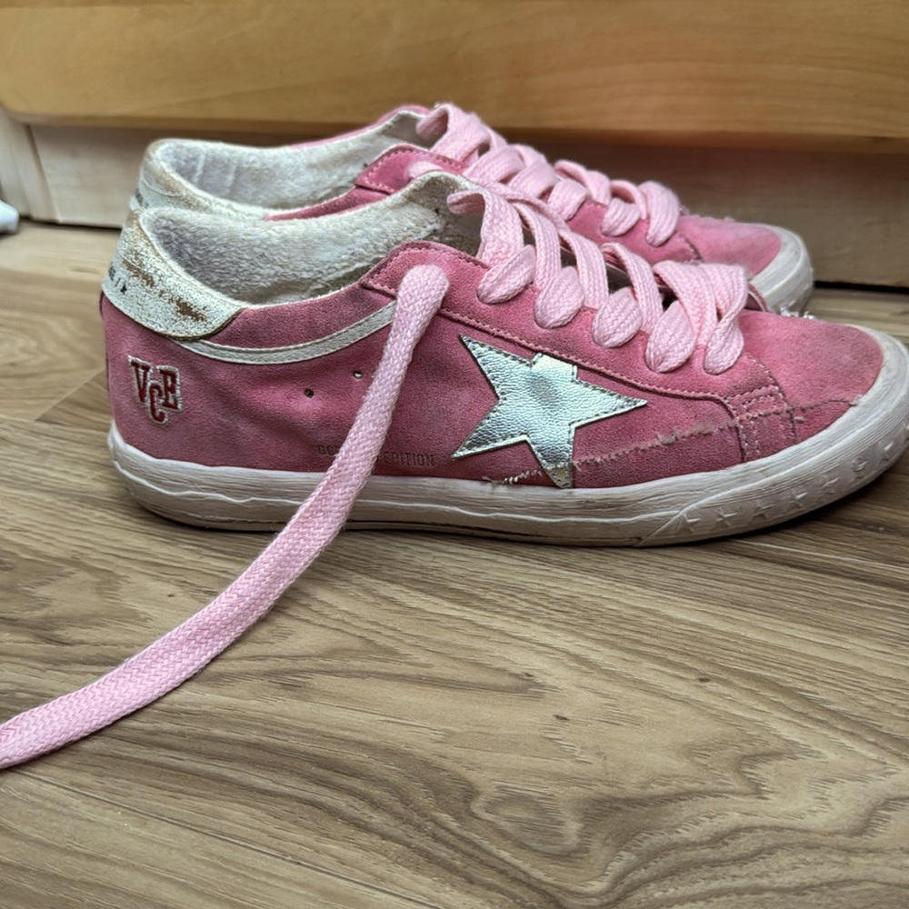 Golden Goose Pink Suede Sneakers with Pink Laces💖✨